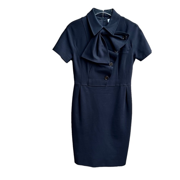 Queen of Lalaland Black Bow Peter Pan Collar Retro Cocktail Bodycon Dress Medium - Picture 13 of 16